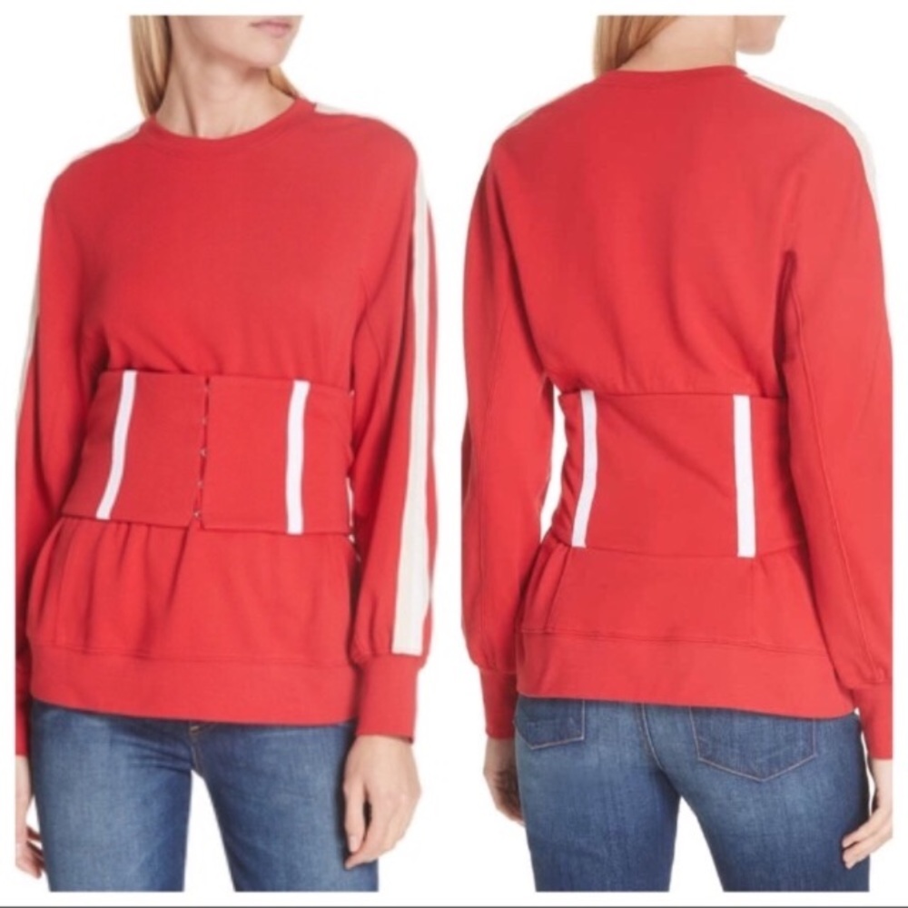 Jonathan Simkhai Corset Sweatshirt Red Women’s Sz Small NWT